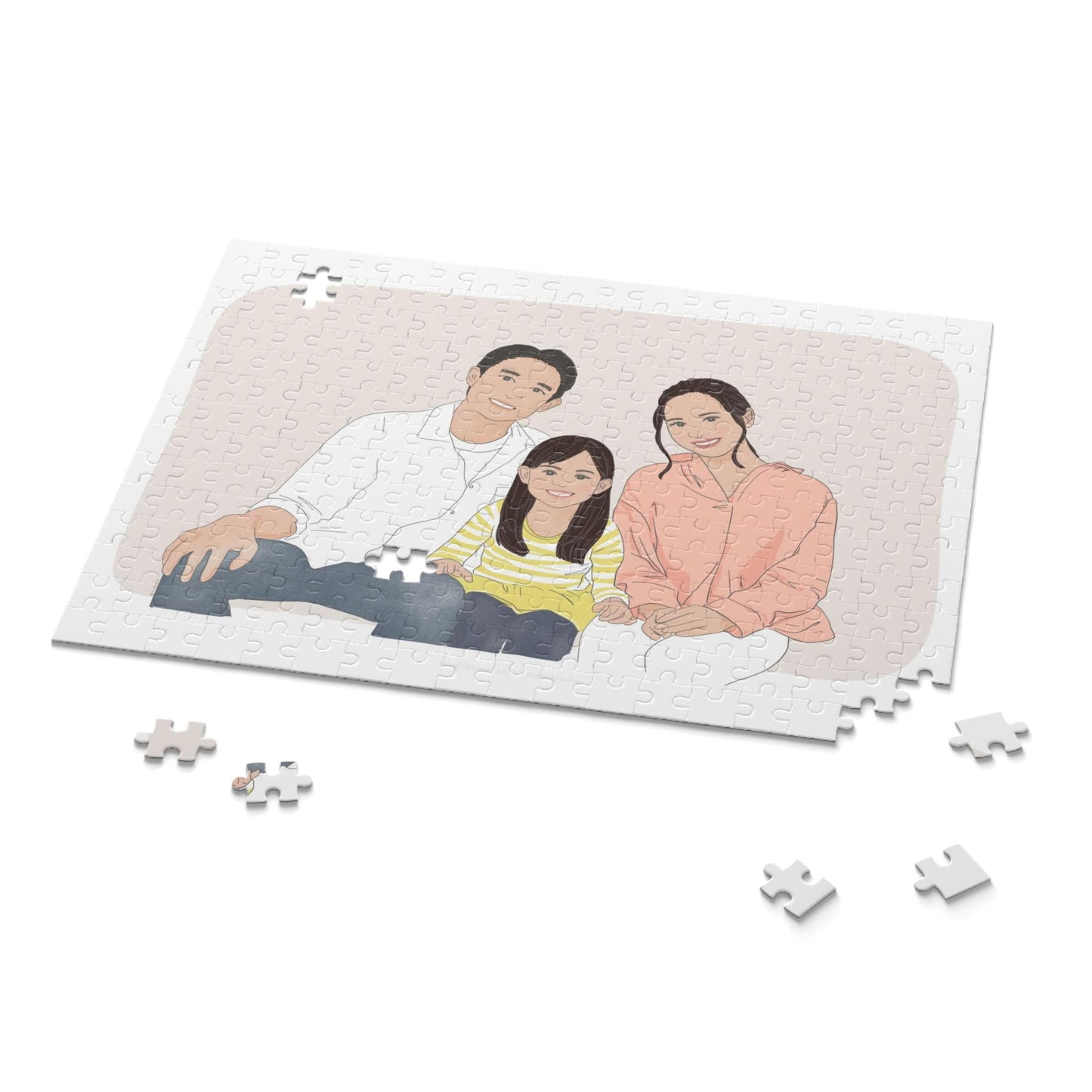Custom puzzle - personalized portrait, photo or watercolour style. Premium boxed, 252 pieces, 11x14”