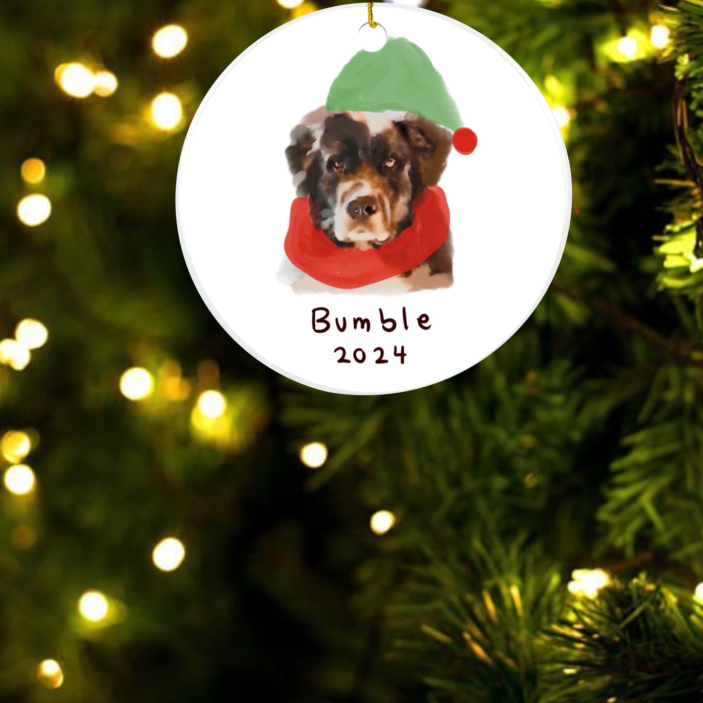Custom Ceramic Ornaments : personalized first family of, watercolour pets or portraits