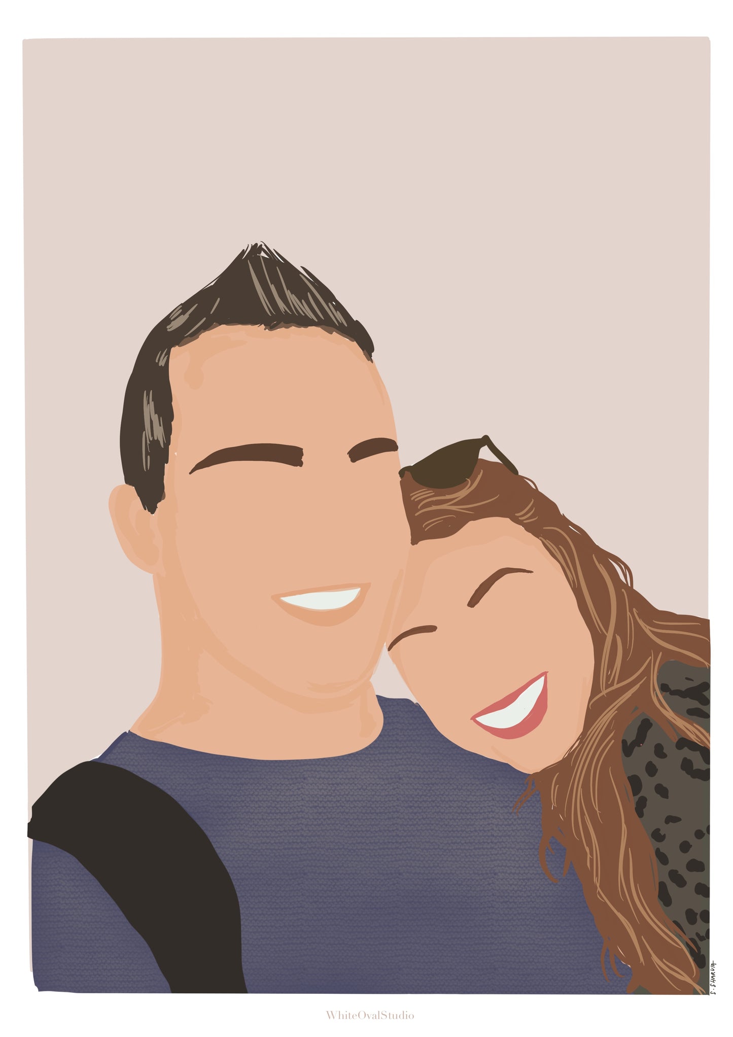 Custom Portrait - Minimalist Style - unique anniversary gift, wedding gift, birthday gift