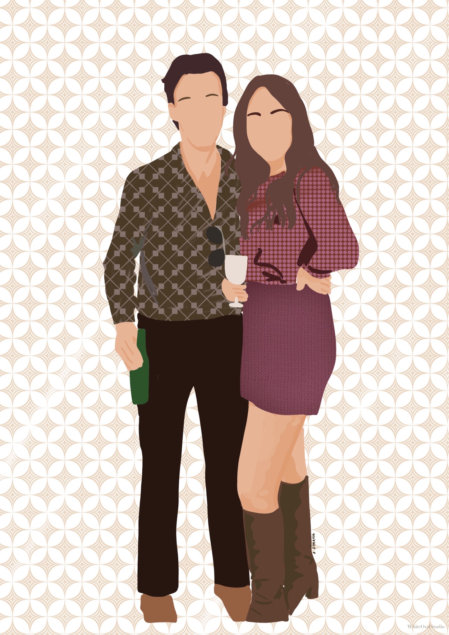 Custom Portrait - Minimalist Style - unique anniversary gift, wedding gift, birthday gift