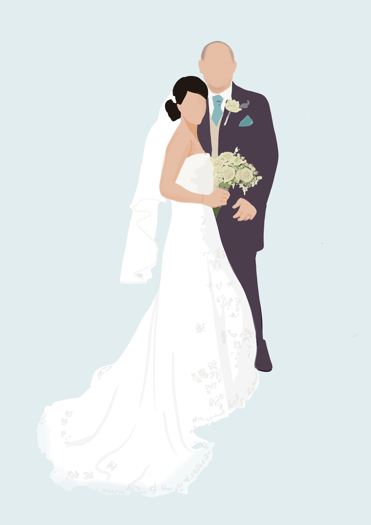 Custom Portrait - Minimalist Style - unique anniversary gift, wedding gift, birthday gift