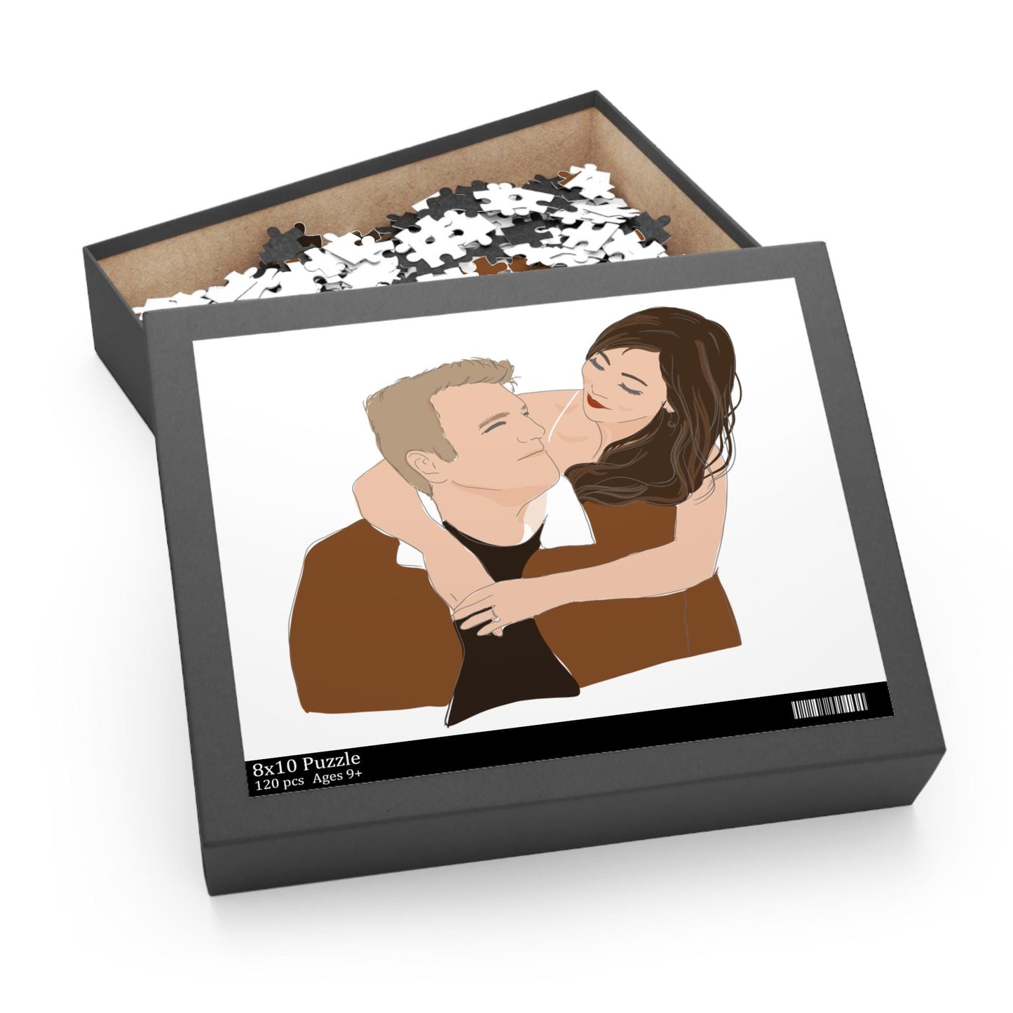 Custom puzzle - personalized portrait, photo or watercolour style. Premium boxed, 252 pieces, 11x14”