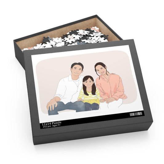 Custom puzzle - personalized portrait, photo or watercolour style. Premium boxed, 252 pieces, 11x14”