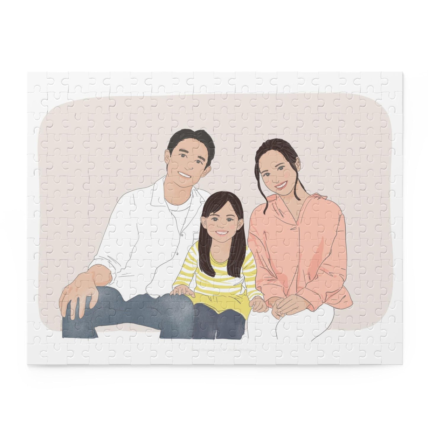 Custom puzzle - personalized portrait, photo or watercolour style. Premium boxed, 252 pieces, 11x14”